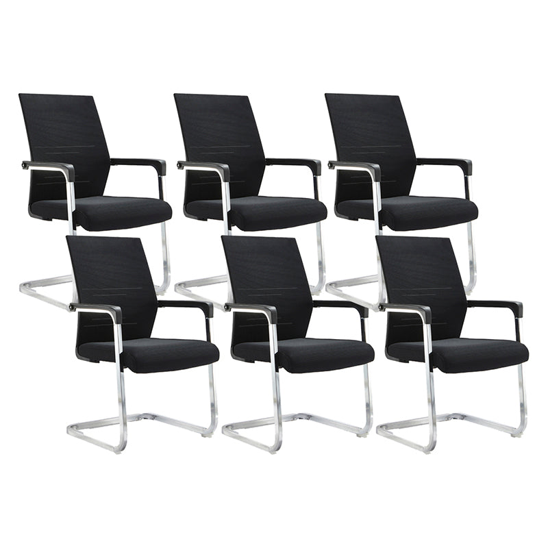 Mesh Mid Back Desk Chair Contemporary Style Fixed Arms Office Chair