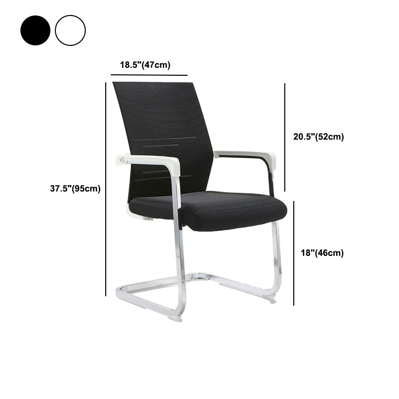 Mesh Mid Back Desk Chair Contemporary Style Fixed Arms Office Chair