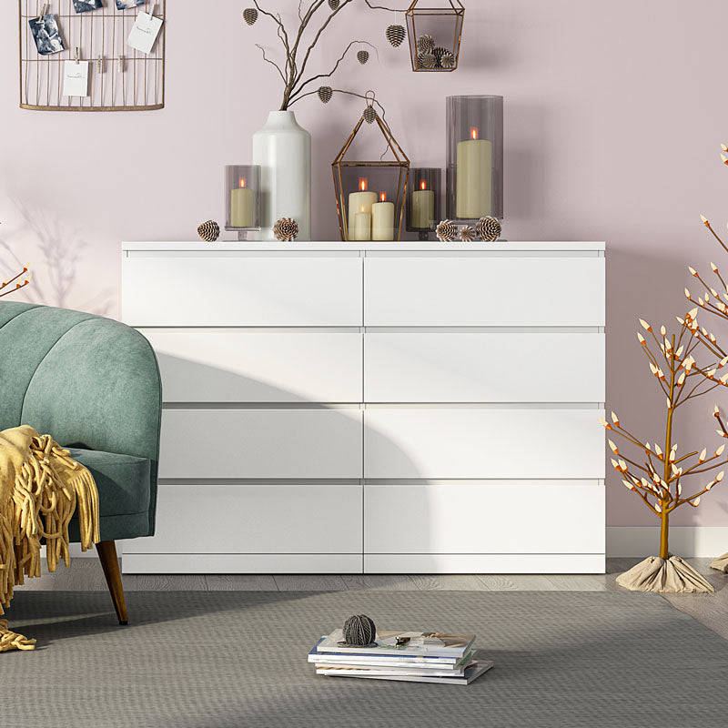 Modern Wood Storage Chest Dresser Horizontal White Dresser for Bedroom