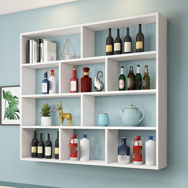 Contemporary Floating Bookshelf Wall Mounted Manufactured Wood Bookcase