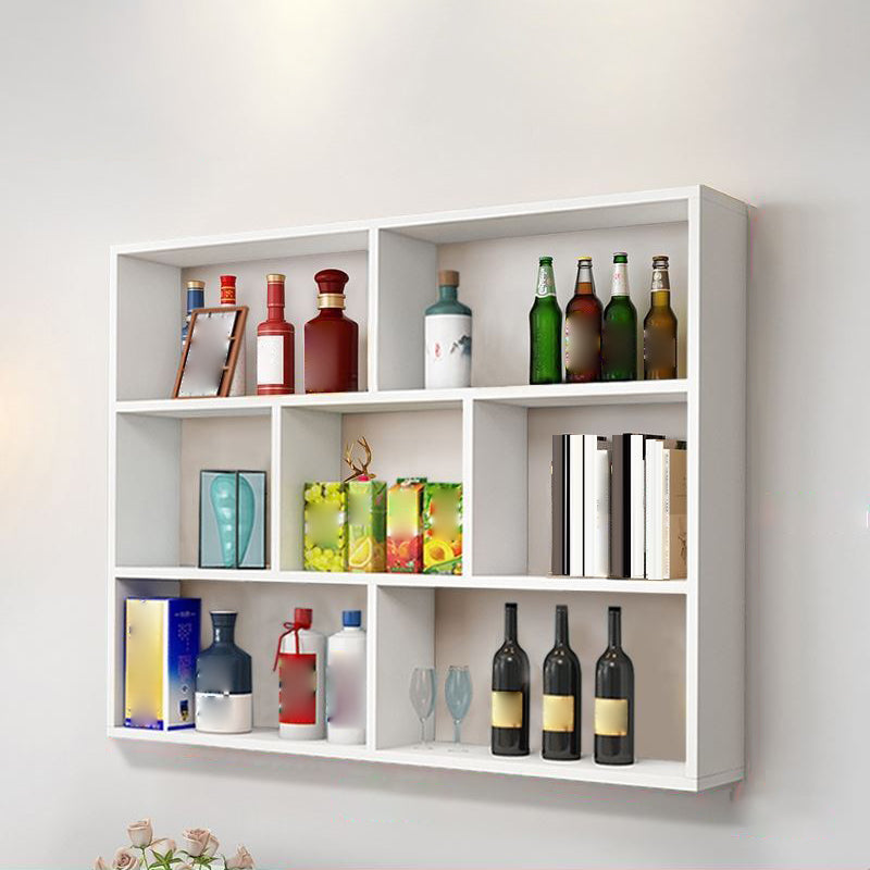 Contemporary Floating Bookshelf Wall Mounted Manufactured Wood Bookcase