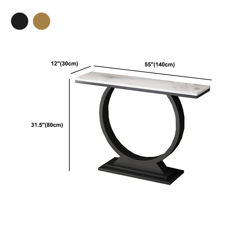 Glam Slate/metal Half Moon/Rectangle Abstract Console Table for Hall