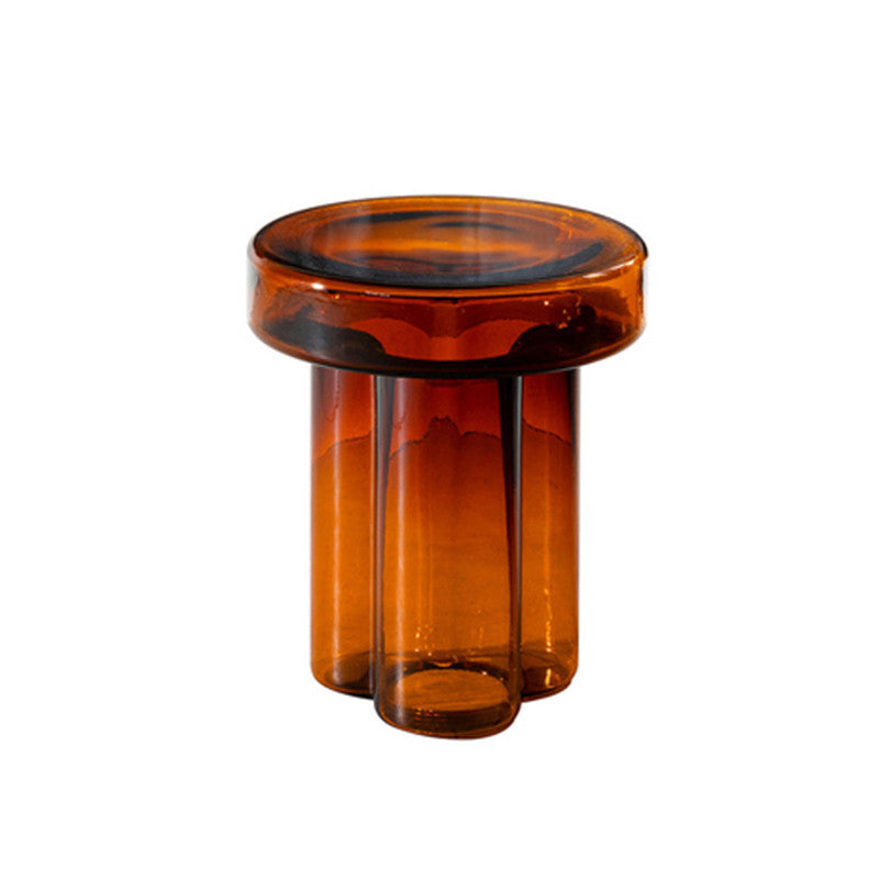 Modern 11.8"/17.7" Tall Round Glass Top Side Table Pedestal End Table