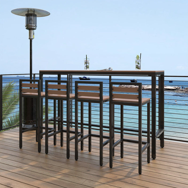 Modern Trestle Bar/Dinette Table Rectangle Outdoor Footrest Bar Height Table