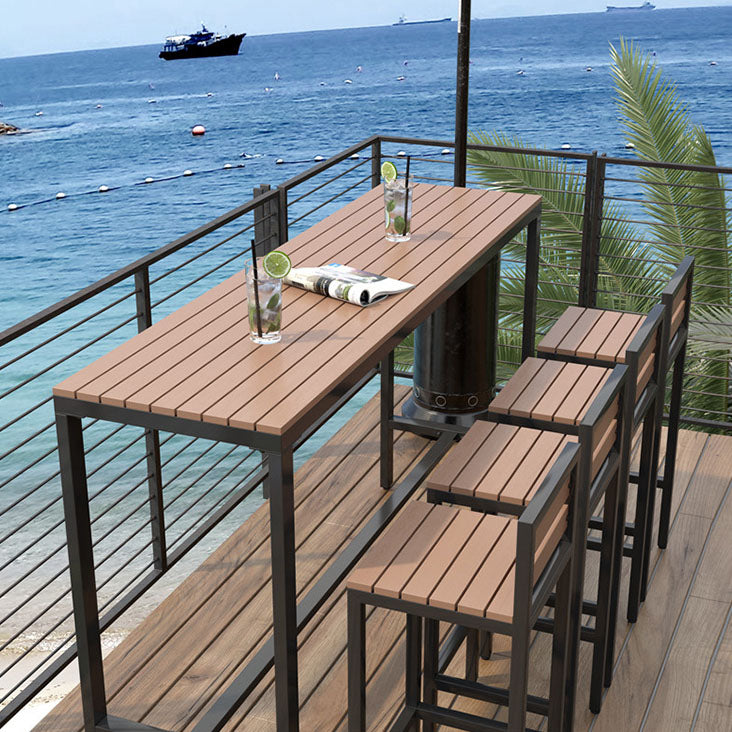 Modern Trestle Bar/Dinette Table Rectangle Outdoor Footrest Bar Height Table