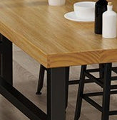Rectangle Pine Wood Top Bar Table Industrial Bar Table with Trestle Base in Black