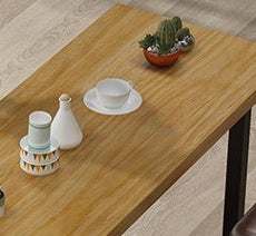 Rectangle Pine Wood Top Bar Table Industrial Bar Table with Trestle Base in Black