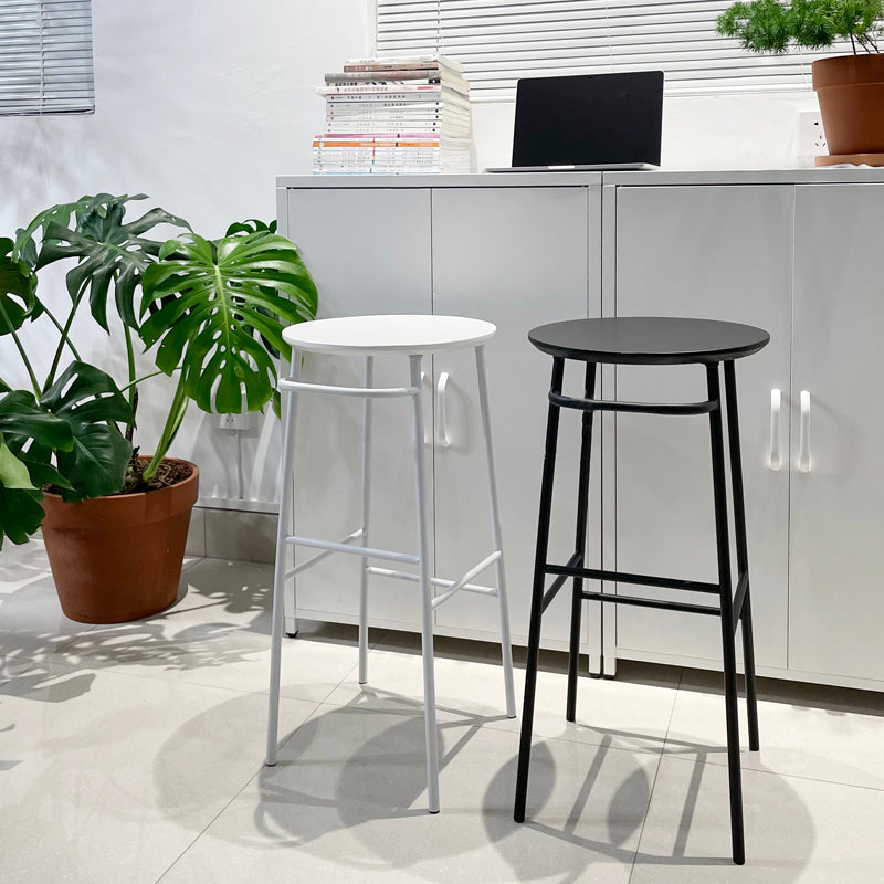 Contemporary Round Bar Stool Wooden Counter Bar Stool with Metal Legs