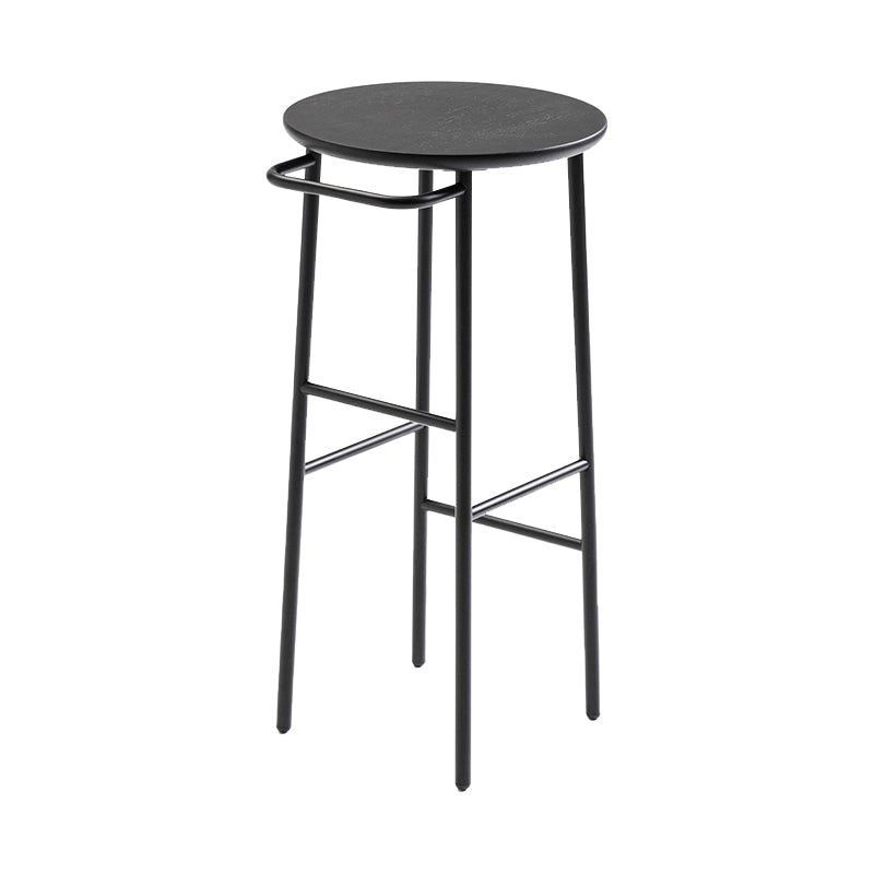 Contemporary Round Bar Stool Wooden Counter Bar Stool with Metal Legs
