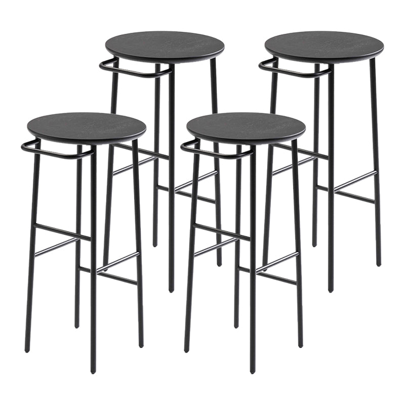 Contemporary Round Bar Stool Wooden Counter Bar Stool with Metal Legs