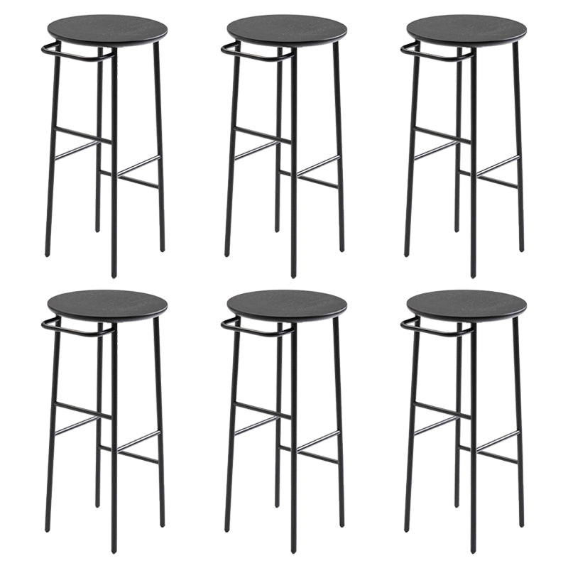 Contemporary Round Bar Stool Wooden Counter Bar Stool with Metal Legs