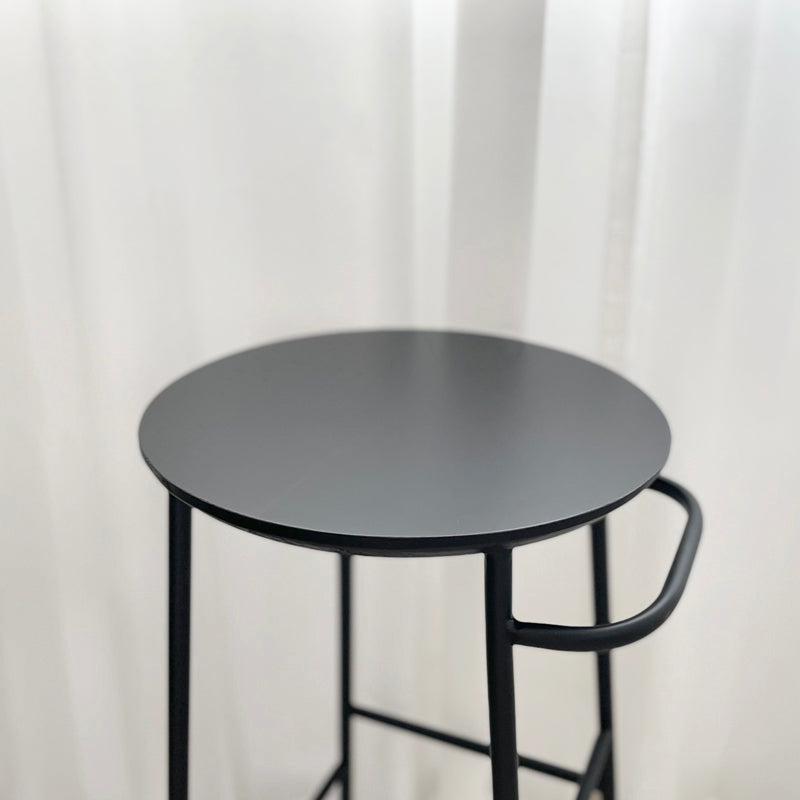 Contemporary Round Bar Stool Wooden Counter Bar Stool with Metal Legs