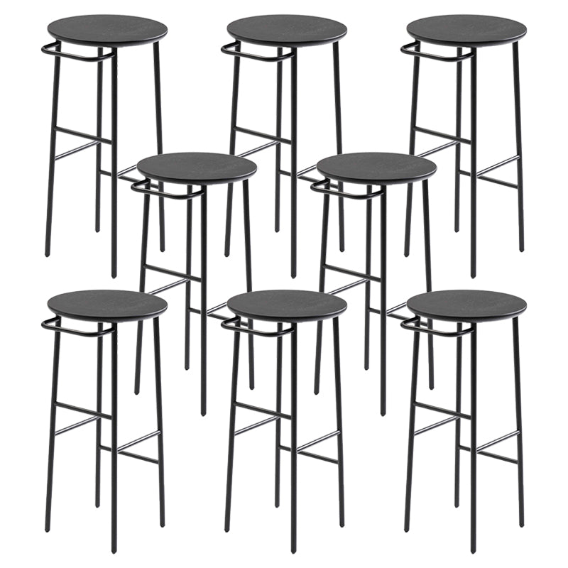Contemporary Round Bar Stool Wooden Counter Bar Stool with Metal Legs