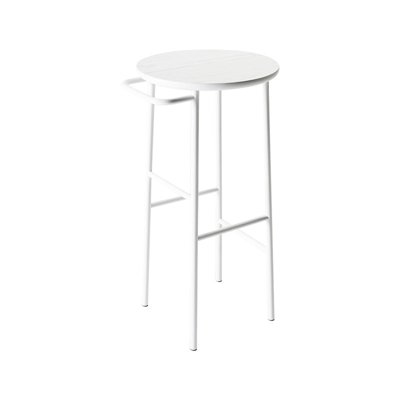 Contemporary Round Bar Stool Wooden Counter Bar Stool with Metal Legs