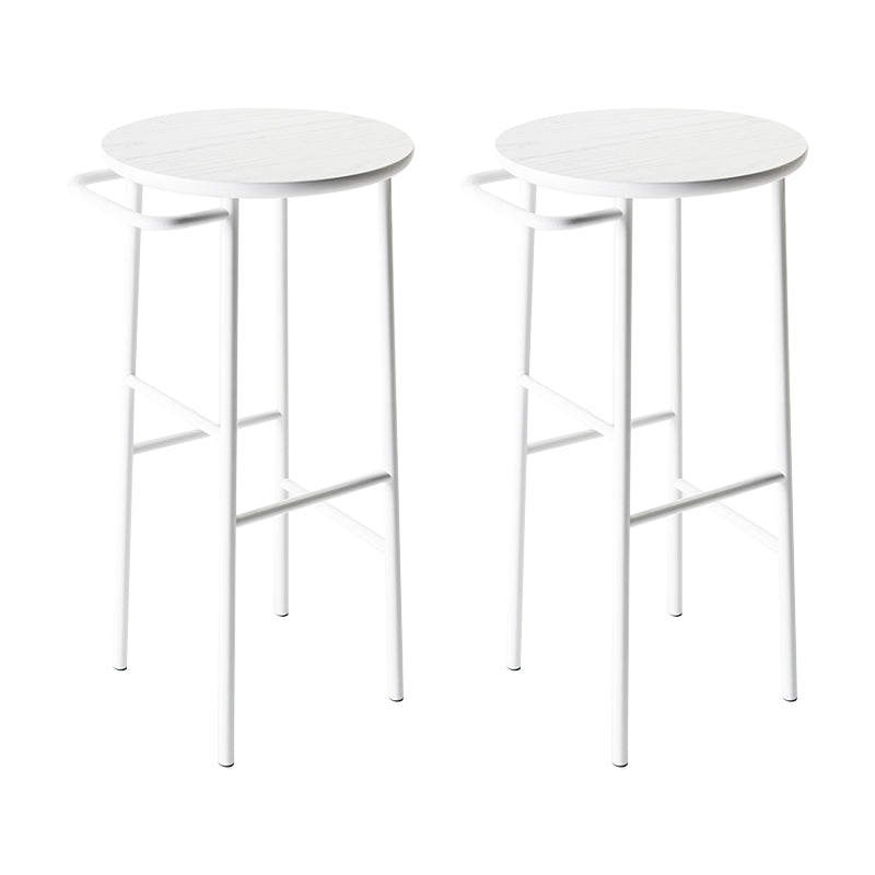 Contemporary Round Bar Stool Wooden Counter Bar Stool with Metal Legs