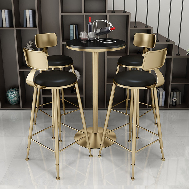 Nordic Glam Bar Stool Round Bar Stool with Metal Legs for Home