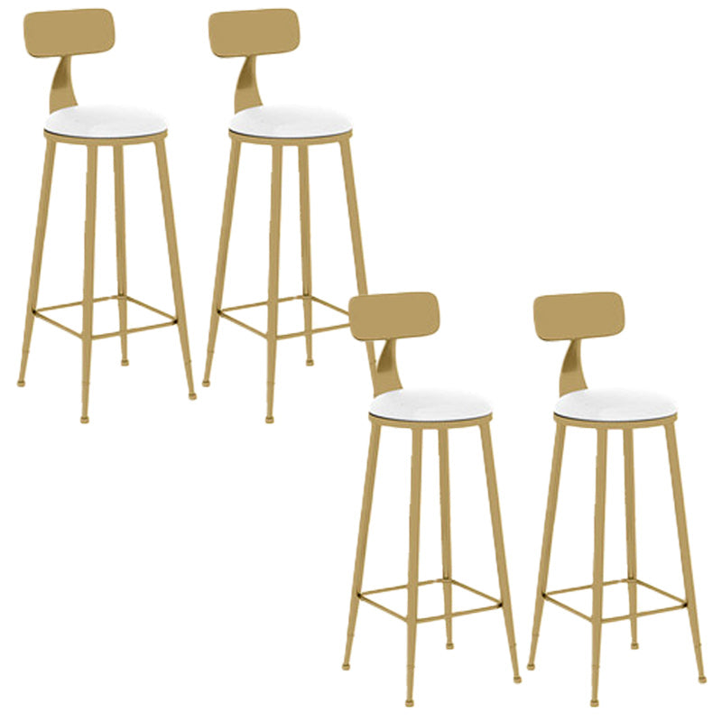 Nordic Glam Bar Stool Round Bar Stool with Metal Legs for Home
