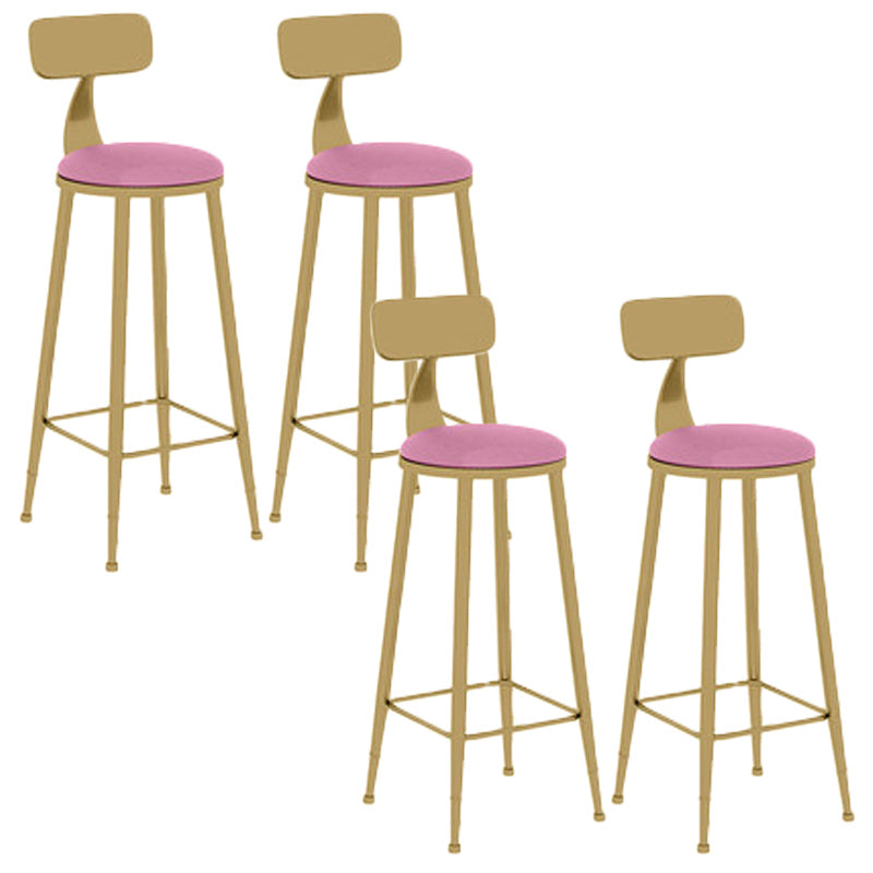 Nordic Glam Bar Stool Round Bar Stool with Metal Legs for Home