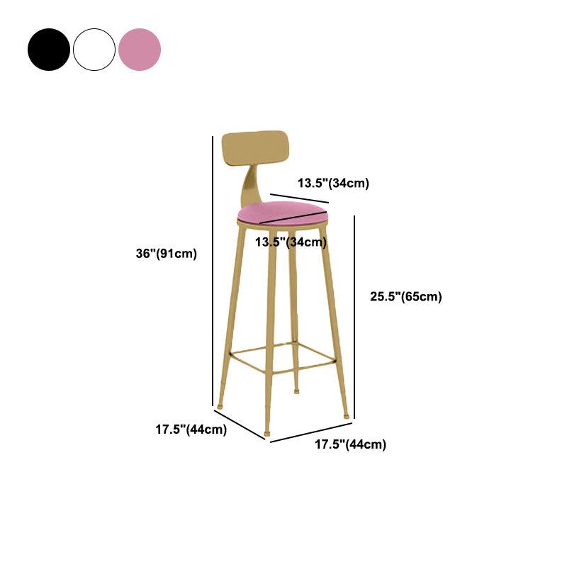 Nordic Glam Bar Stool Round Bar Stool with Metal Legs for Home