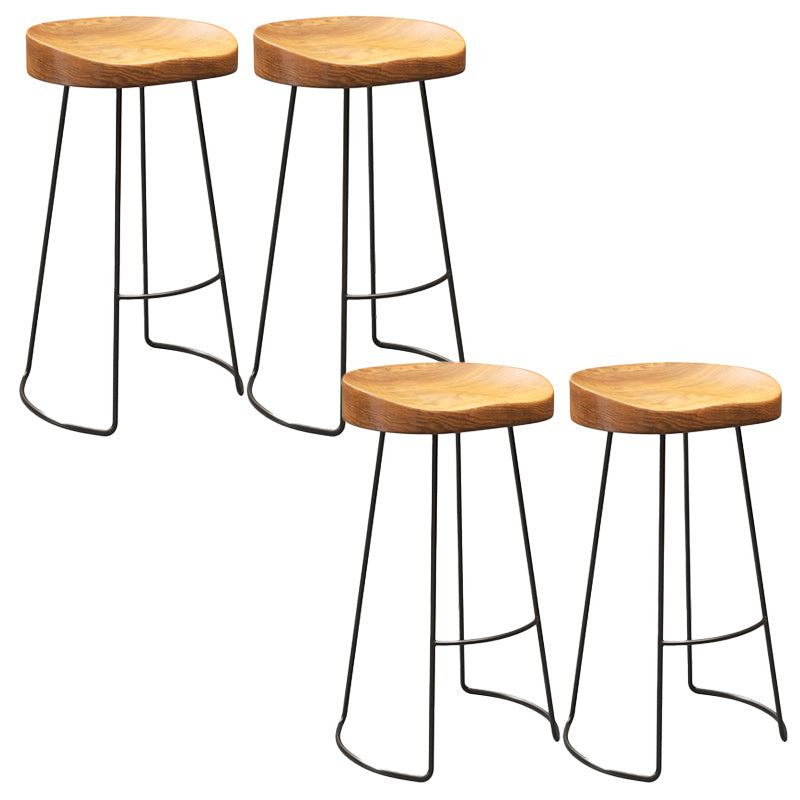 Industrial Style Bar Stool Wood Counter Bar Stool with Metal Legs for Home