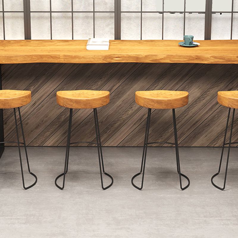 Industrial Style Bar Stool Wood Counter Bar Stool with Metal Legs for Home