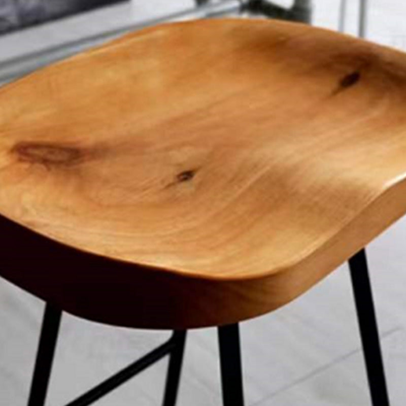 Industrial Style Bar Stool Wood Counter Bar Stool with Metal Legs for Home