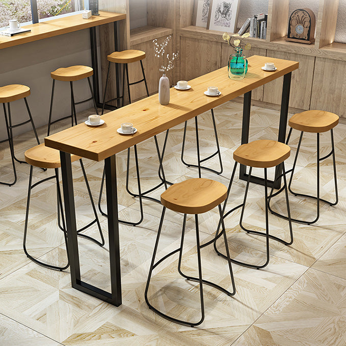 Modern Natural Pub Dining Set 1/2/4/5/7 Pieces Wood and Metal Bar Pub Table Set