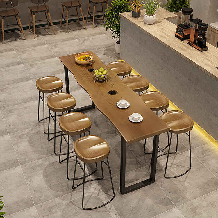 Luxury Rectangle Solid Wood Bar Table Set 1/9 Pieces Counter Table with Backless Stools