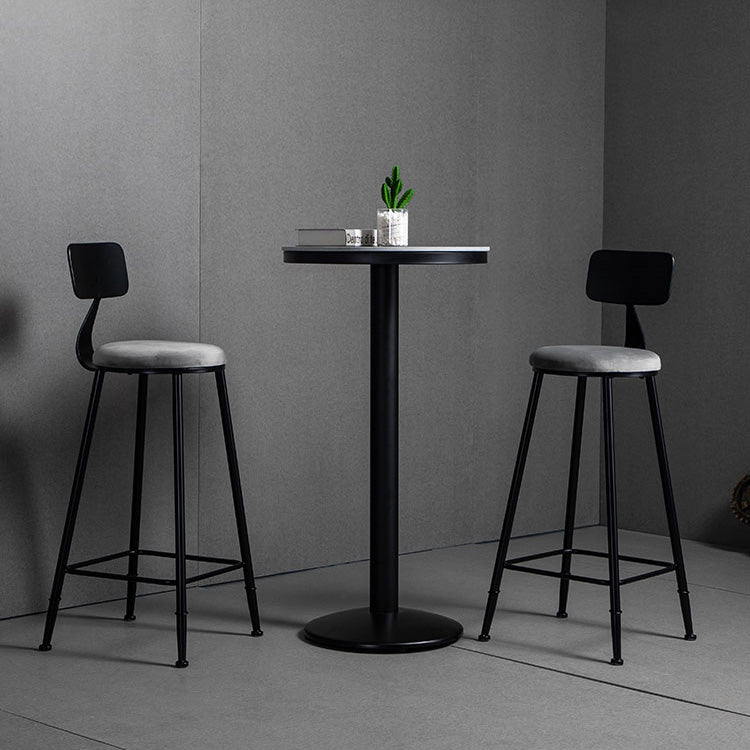 1/3 Pieces Industrial Iron Bar Table Set Round Bistro Set with Grey Stone Top