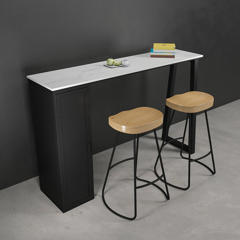 Modern 1/3 Pieces Bar Table Set Rectangle Stone Counter Table with Backless Stools