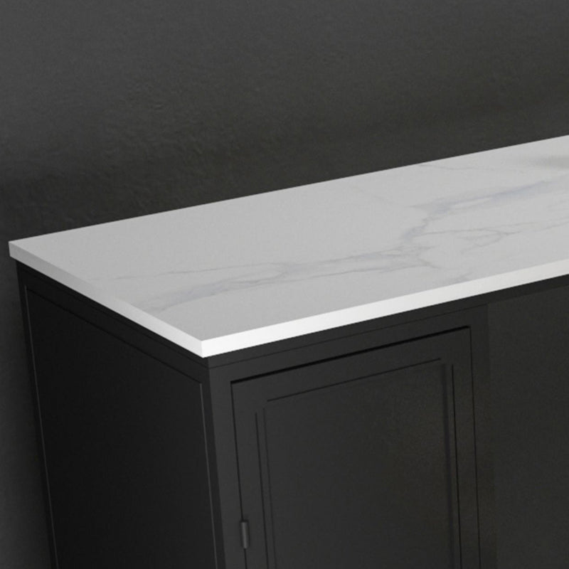 Modern 1/3 Pieces Bar Table Set Rectangle Stone Counter Table with Backless Stools