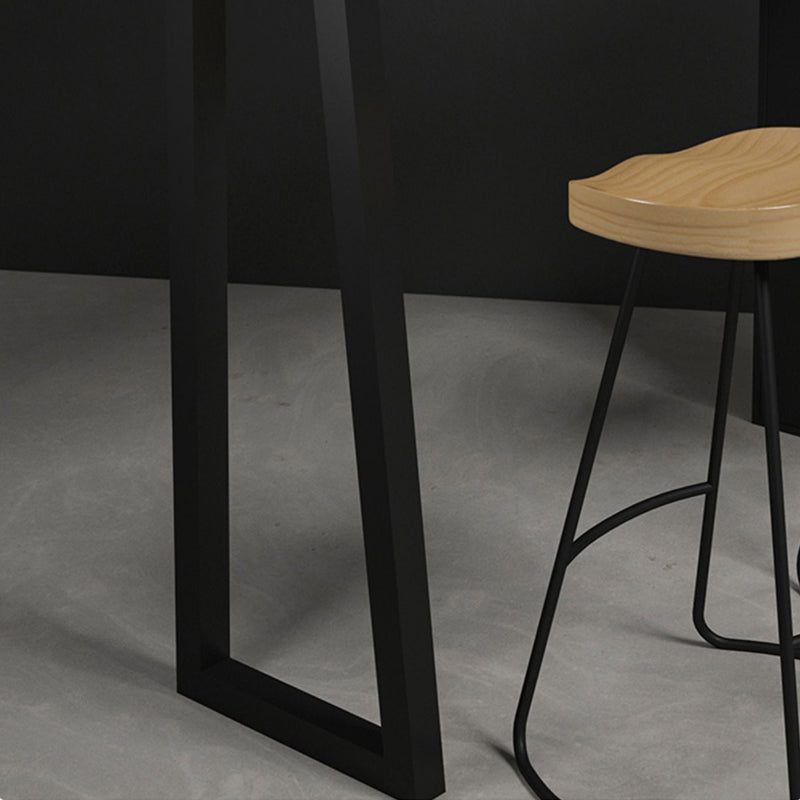 Modern 1/3 Pieces Bar Table Set Rectangle Stone Counter Table with Backless Stools