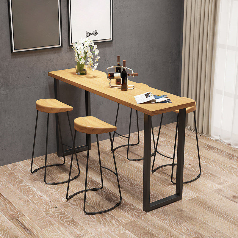Industrial Rectangle Wooden Bar Table Set 1/4/5 Pieces Counter Table with Backless Stools