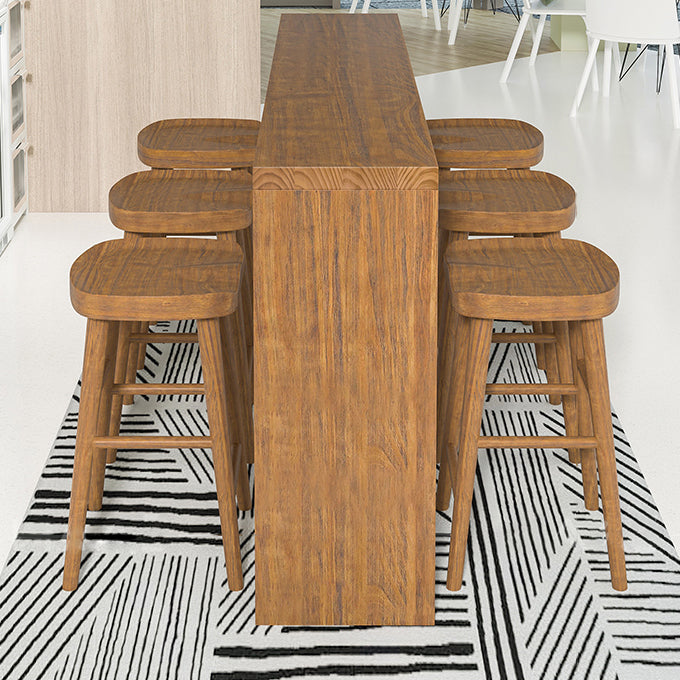 Luxury Rectangle Solid Wood Bar Table Set 1/4/5/7 Pieces Counter Table with Stools