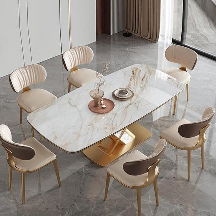 Luxurious Sintered Stone Top Dining Set Rectangle 1/2/5/7 Pieces Dining Room Table Set