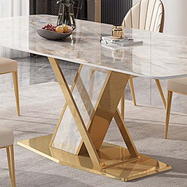 Luxurious Sintered Stone Top Dining Set Rectangle 1/2/5/7 Pieces Dining Room Table Set