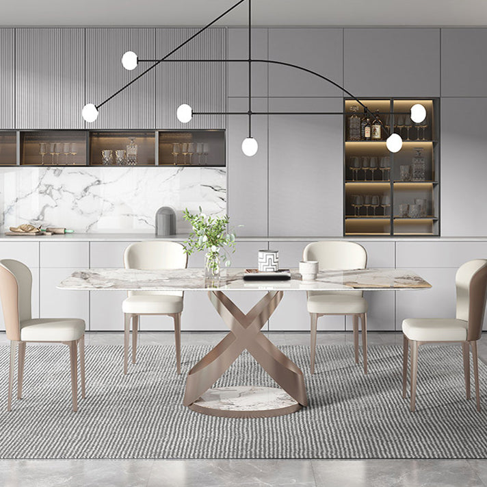 Luxurious Sintered Stone Top Dining Set Rectangle 1/4/5/7 Pieces Dining Room Table Set