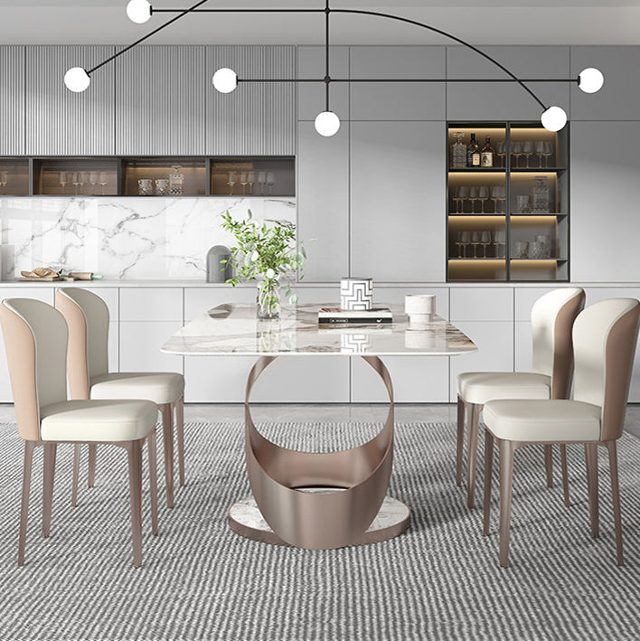 Luxurious Sintered Stone Top Dining Set Rectangle 1/4/5/7 Pieces Dining Room Table Set