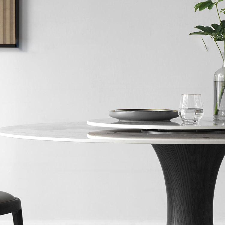 Modern Dining Set 1/4/5 Pieces Solid Wood Pedestal Dining Table with Chairs