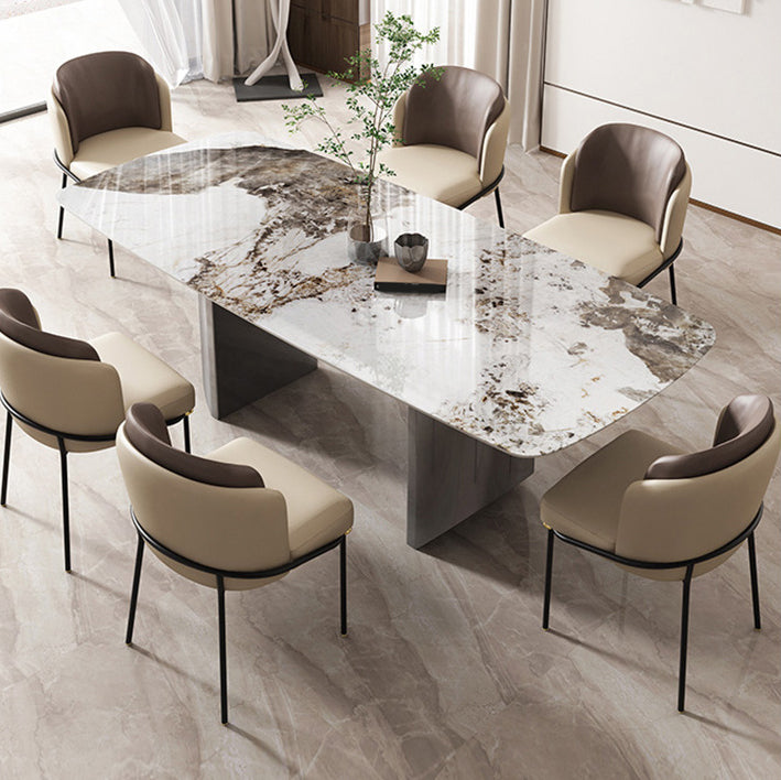 Modern Sintered Stone Top Dining Set Rectangle 1/2/5/6/7 Pieces Dining Room Table Set
