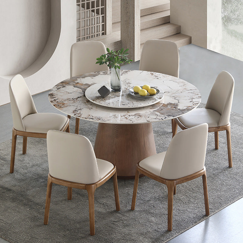 Round Dining Table Set 1/4/5/7 Pieces Solid Wood Pedestal Dining Table and Chairs