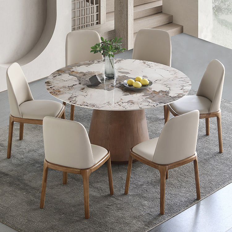 Round Dining Table Set 1/4/5/7 Pieces Solid Wood Pedestal Dining Table and Chairs