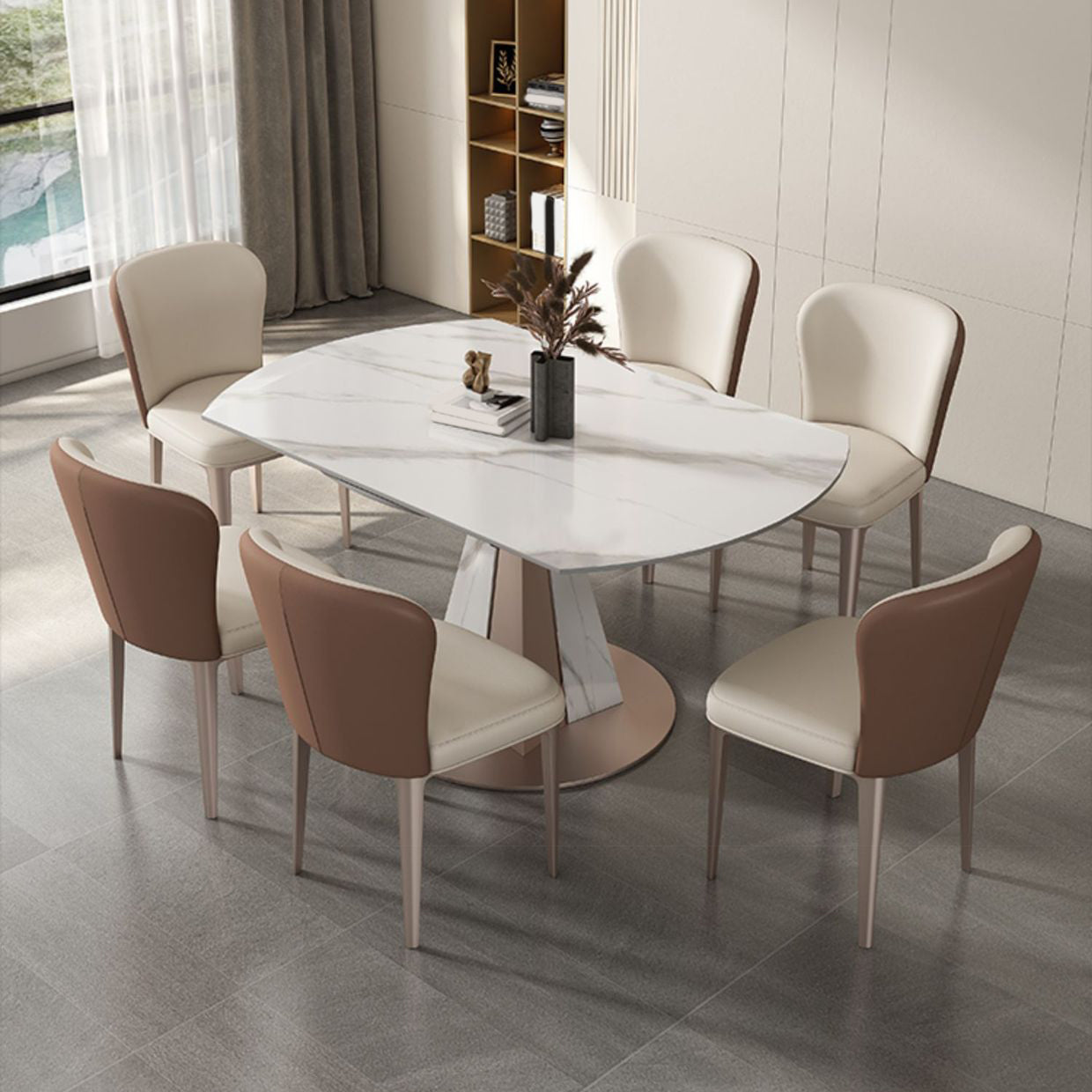 Modern Sintered Stone Dining Table Set 1/2/5/7/9 Pieces Dining Set for Home Use