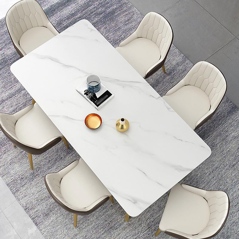 Stone Top Dining Table Traditional Luxury Table with Sled Base