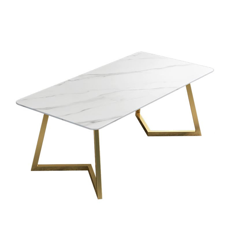 Stone Top Dining Table Traditional Luxury Table with Sled Base