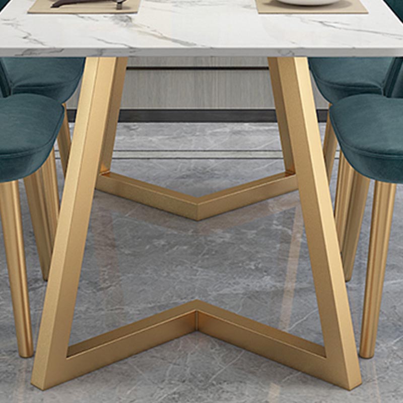 Stone Top Dining Table Traditional Luxury Table with Sled Base