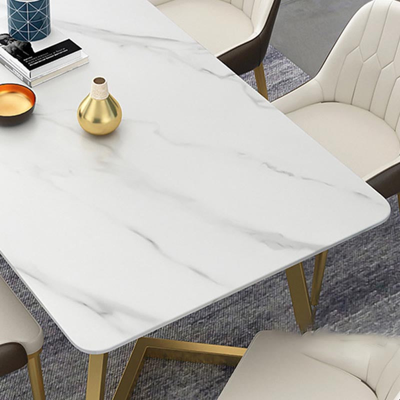 Stone Top Dining Table Traditional Luxury Table with Sled Base