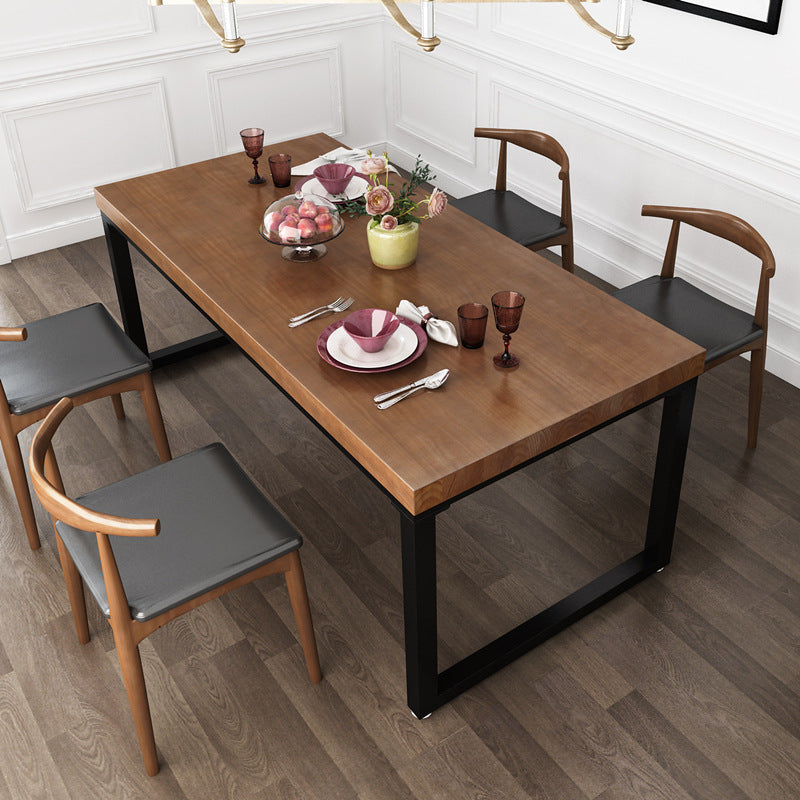 Solid Wood Top Table Rectangle Pine Wood Table with Sled Base