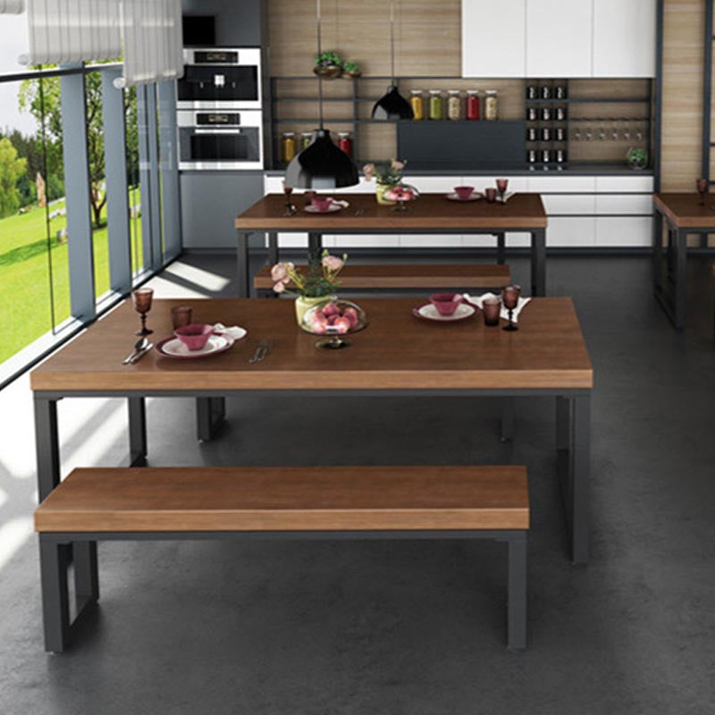 Solid Wood Top Table Rectangle Pine Wood Table with Sled Base