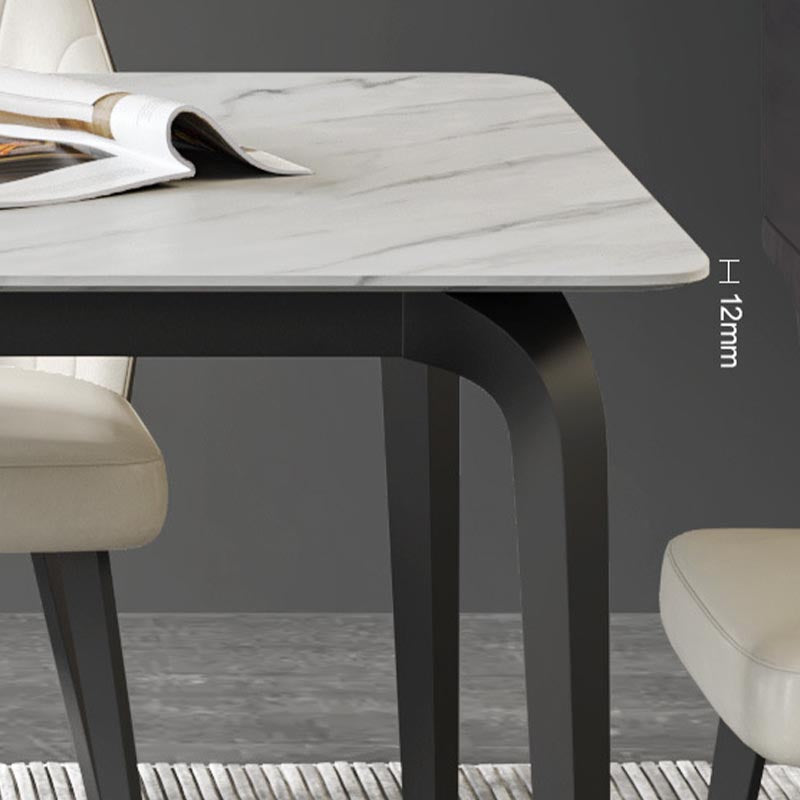 Stone Top Dining Table Traditional Luxury Dining Table with 4 Legs